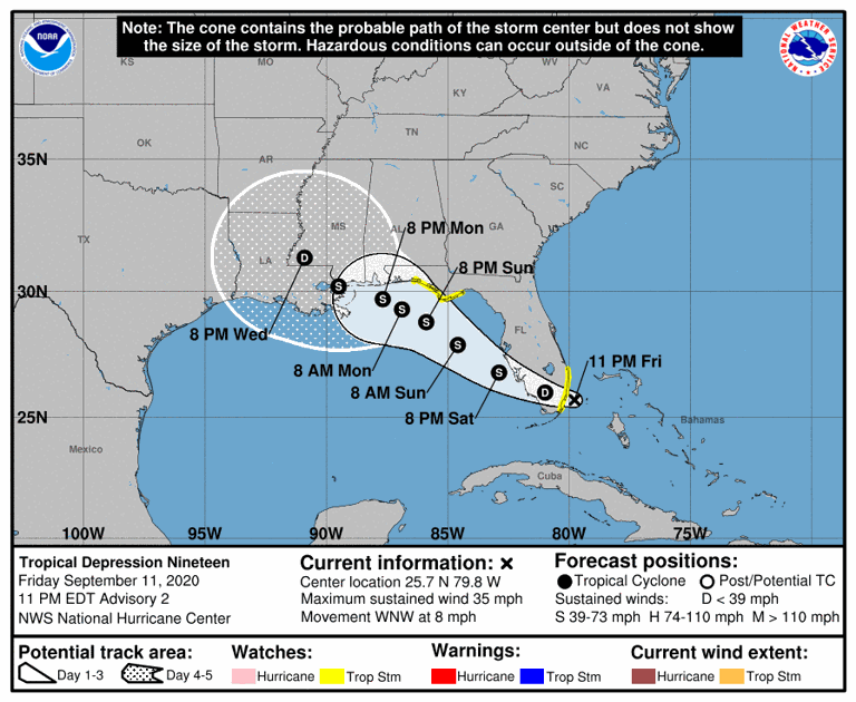 Tropical Depression 19 forms off Miami, could make landfall in Louisiana: See forecast track | Hurricane Center