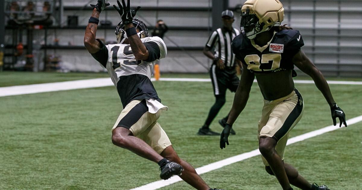 Photos: And on the seventh day, the Saints practice indoors
