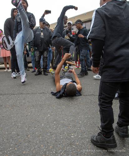 Mardi Gras Indians meander through Central City in New Orleans on Super Sunday 2019