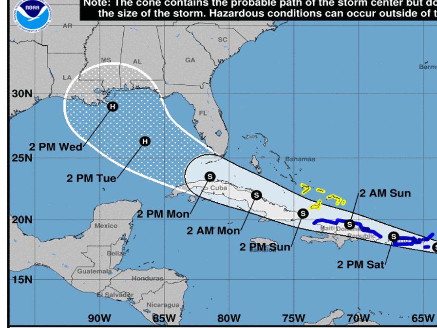 Tropical Storm Laura Track Shifts West Now Taking Aim At New Orleans Area See Latest Forecast Hurricane Center Nola Com