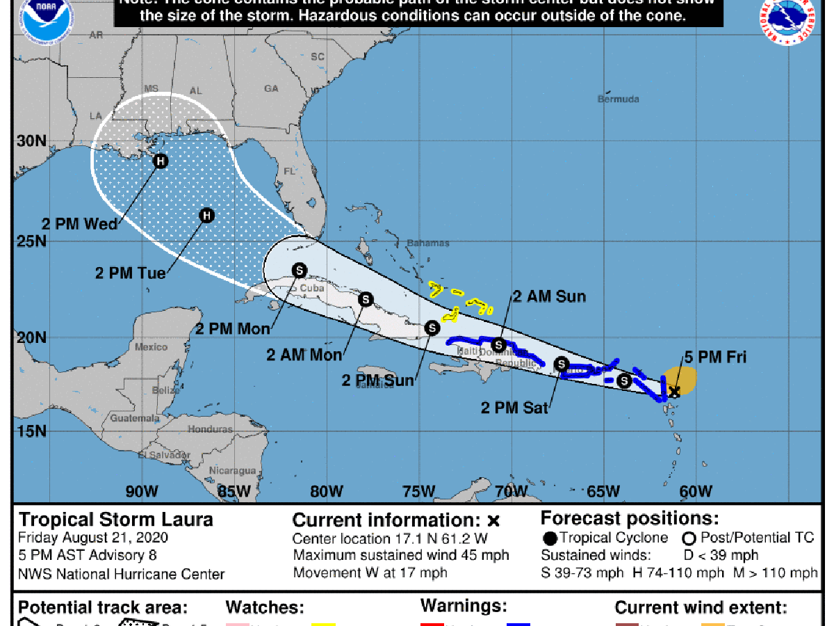 Tropical Storm Laura Track Shifts West Now Taking Aim At New Orleans Area See Latest Forecast Hurricane Center Nola Com