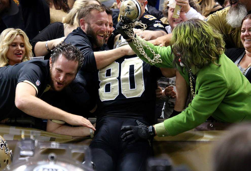 Jimmy Graham went for the Lambeau Leap 