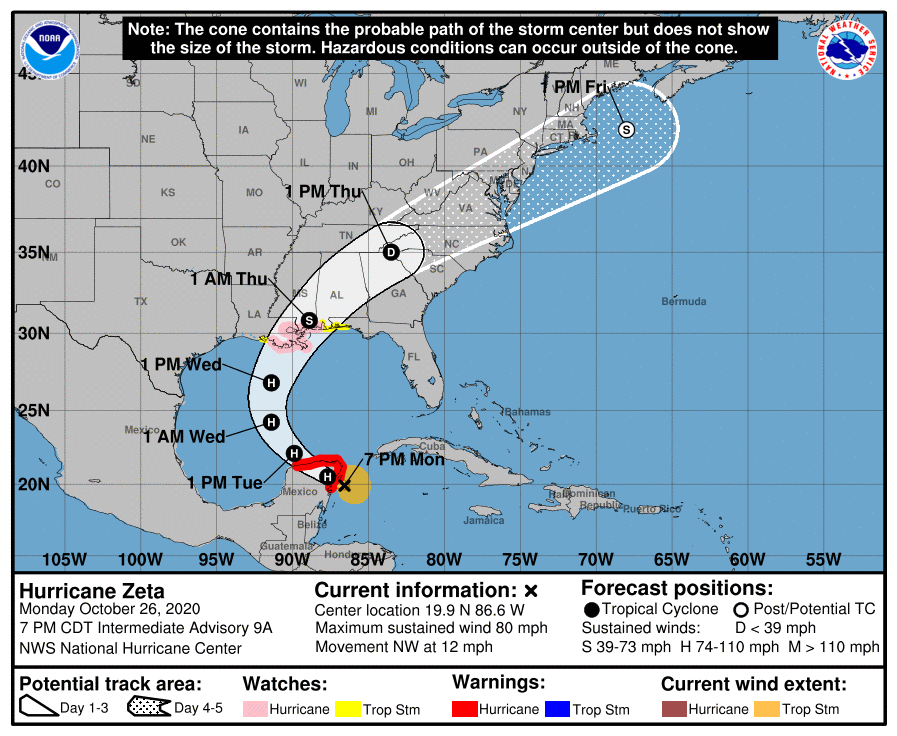 Hurricane Zeta To Become 5th Named Storm To Hit Louisiana In 