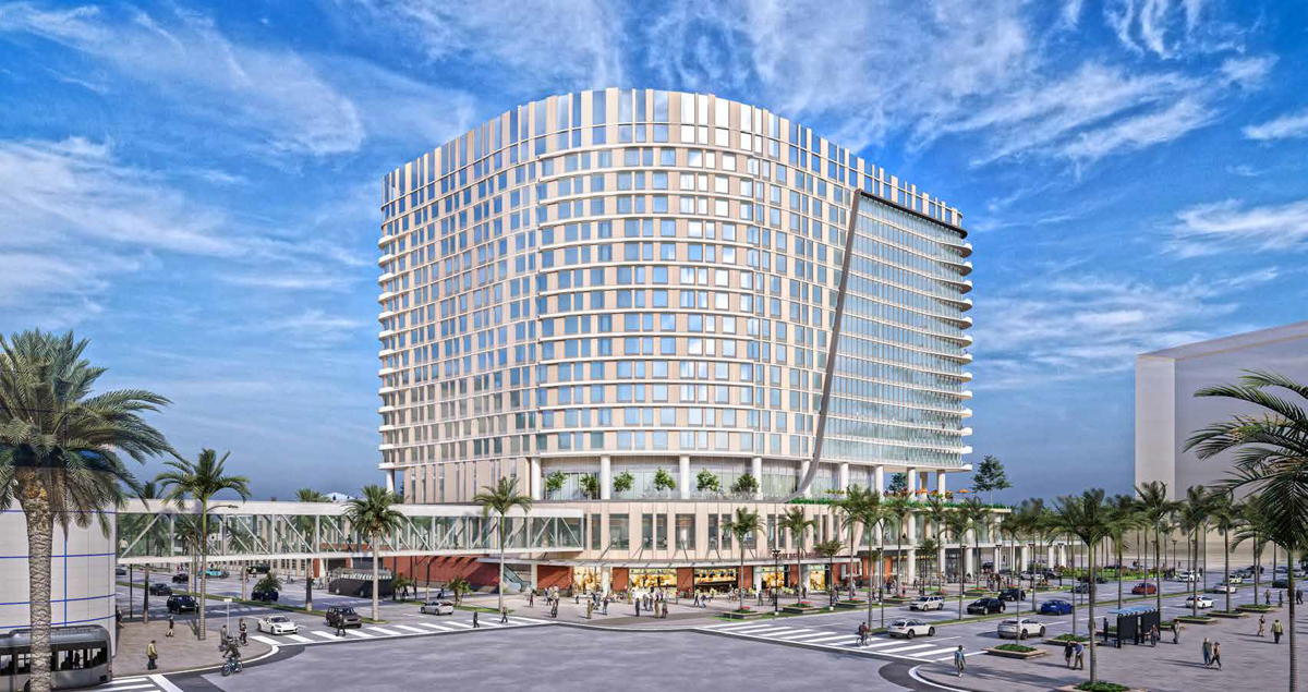 Rendering of potential new, smaller convention center headquarters hotel