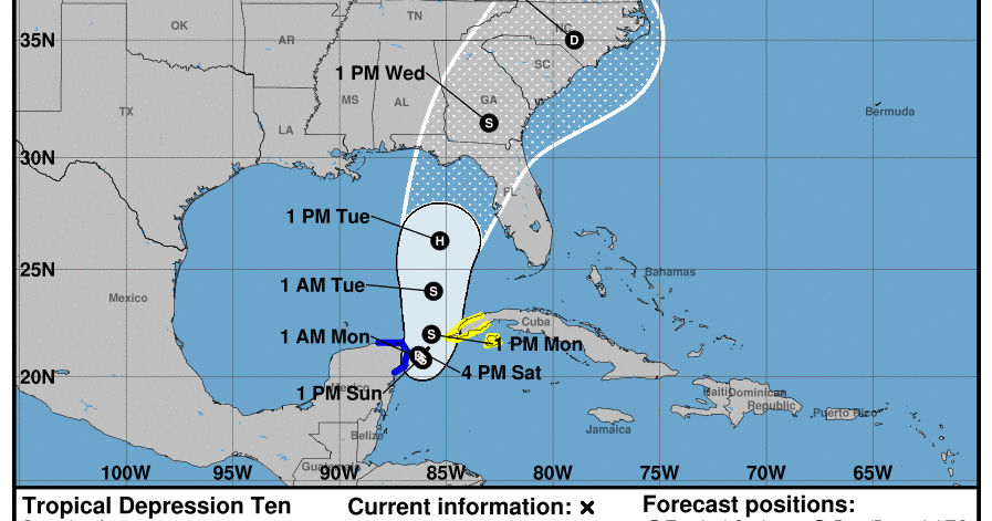 Tropical depression forms at Gulf of Mexico aims for Florida ...