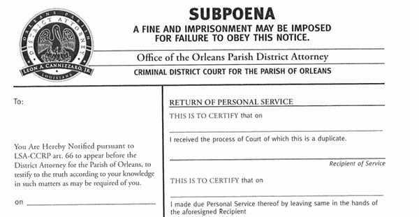 Orleans Das Office Lawyers Argue Fake Subpoena Lawsuit Should Be Dismissed Crimepolice 8699