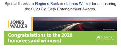 Big Easy Entertainment Award 2020 Sponsors