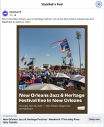 StubHub ad on Facebook