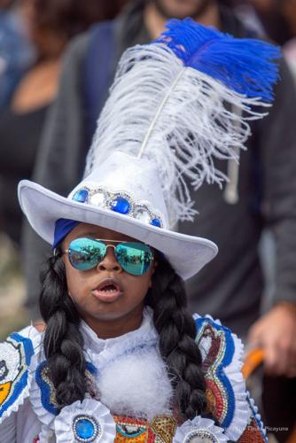 Mardi Gras Indians meander through Central City in New Orleans on Super Sunday 2019
