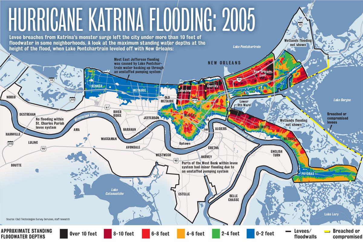 Hurricane Katrina flooding compared to a 500-year storm today: Graphic 