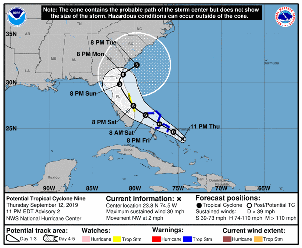 Storm 9 Tropical storm watch issued for parts of Florida as Potential Tropical ...