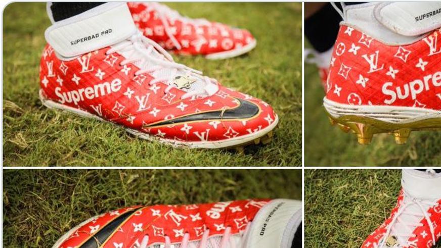 What do you think of Drew Brees' custom Supreme x Louis Vuitton cleats? -  Article - Bardown
