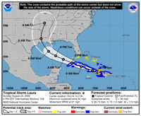 Forecast track for Hurricane Laura