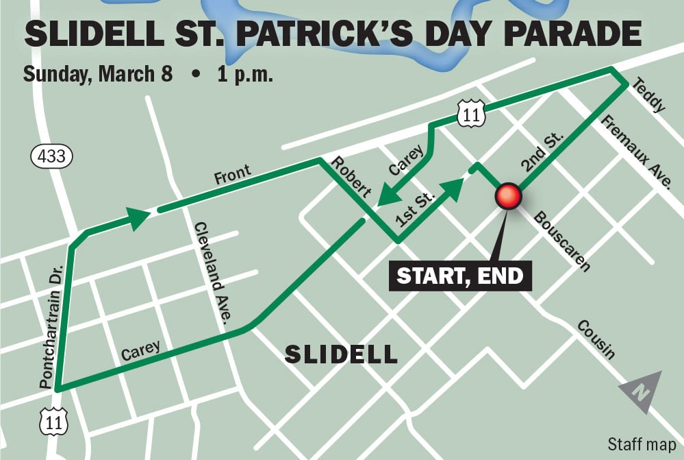 slidell st patricks day parade 2025 route map