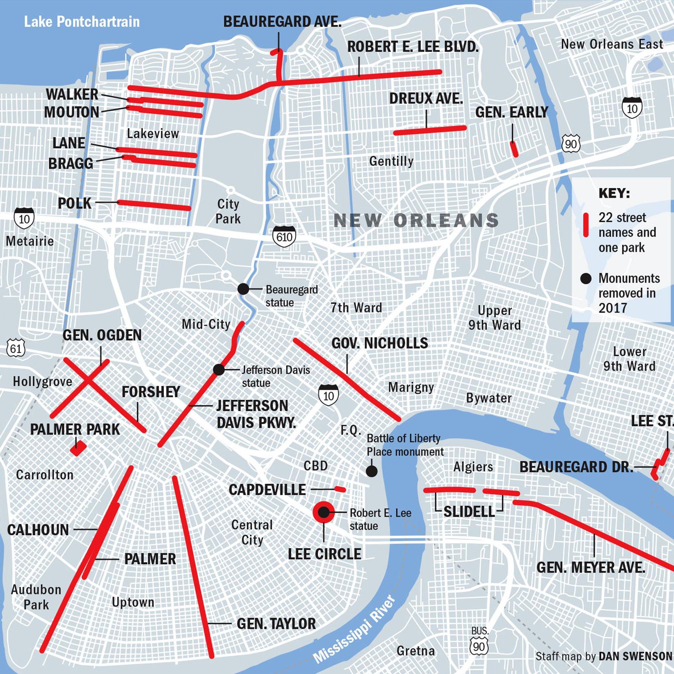 Map Street Names With Confederate Ties That Could Be Renamed In New Orleans Local Politics Nola Com New Orleans Streets Map