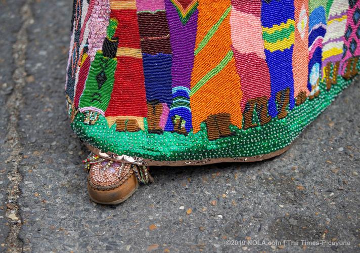 Mardi Gras Indians meander through Central City in New Orleans on Super Sunday 2019