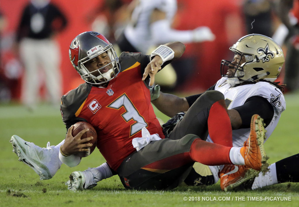 New Orleans Saints defensive end Cameron Jordan (94) warms up before an NFL  football game in New Orleans, Sunday, Sept. 10, 2023. (AP Photo/Gerald  Herbert Stock Photo - Alamy