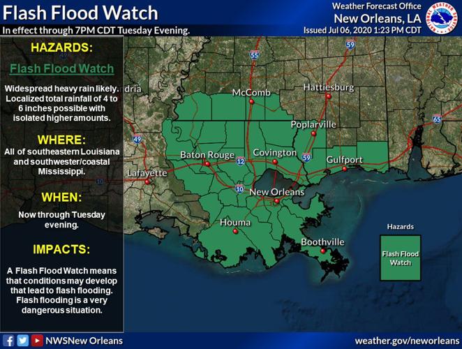 Flash flood watch for southeastern Louisiana until 7 p.m.; 5-6 inches ...
