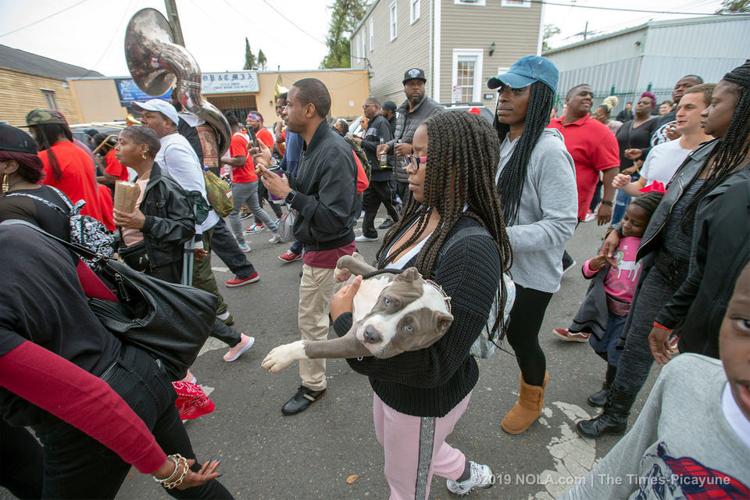 Mardi Gras Indians meander through Central City in New Orleans on Super Sunday 2019