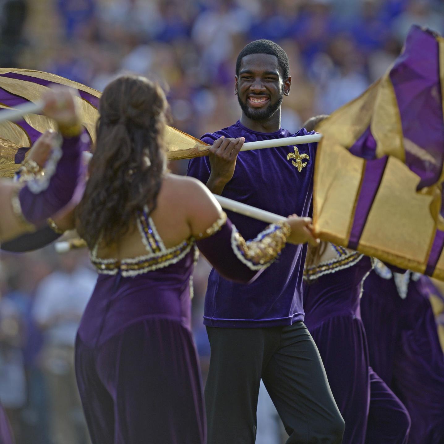 NCAA LSU - Set Di 2 Bandiere Auto Tigri - Stile Ambasciatore Con Adesivi Per Cappello - Licenza Ufficiale