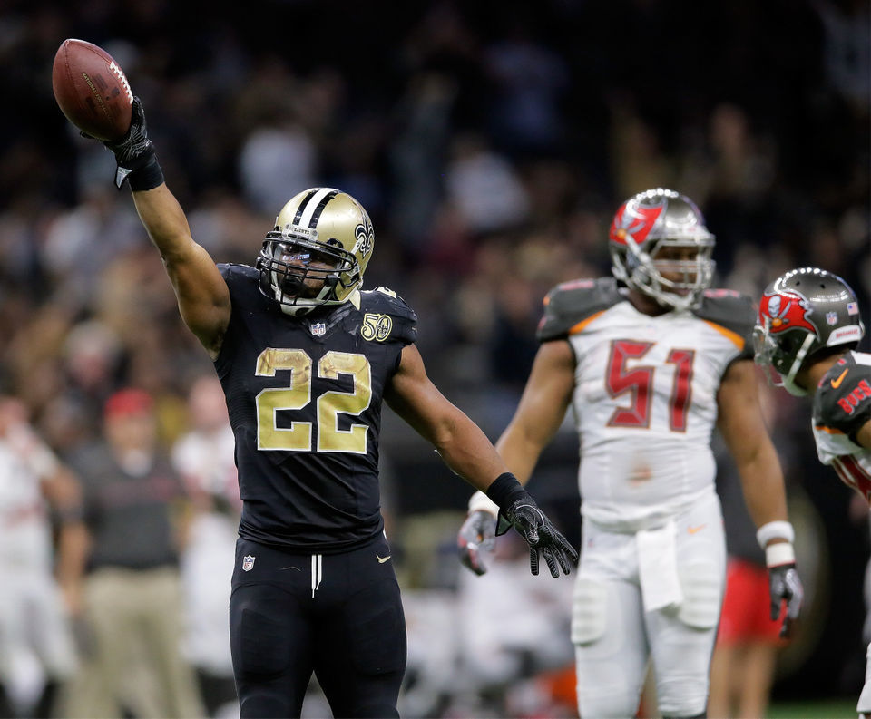 MAY 16, 2016: New Orleans Saints Running Back Mark Ingram with one of the  members of