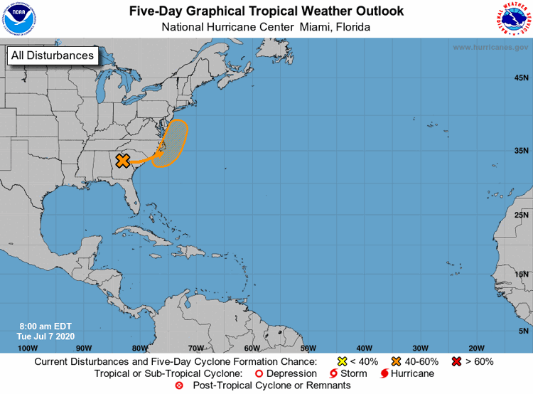Disturbance over has 40 chance of development, hurricane