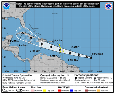Atlantic system could become Tropical Storm Elsa by Wednesday night ...