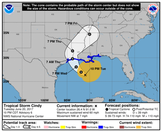 Tropical storm warning extended to New Orleans area as Cindy ...