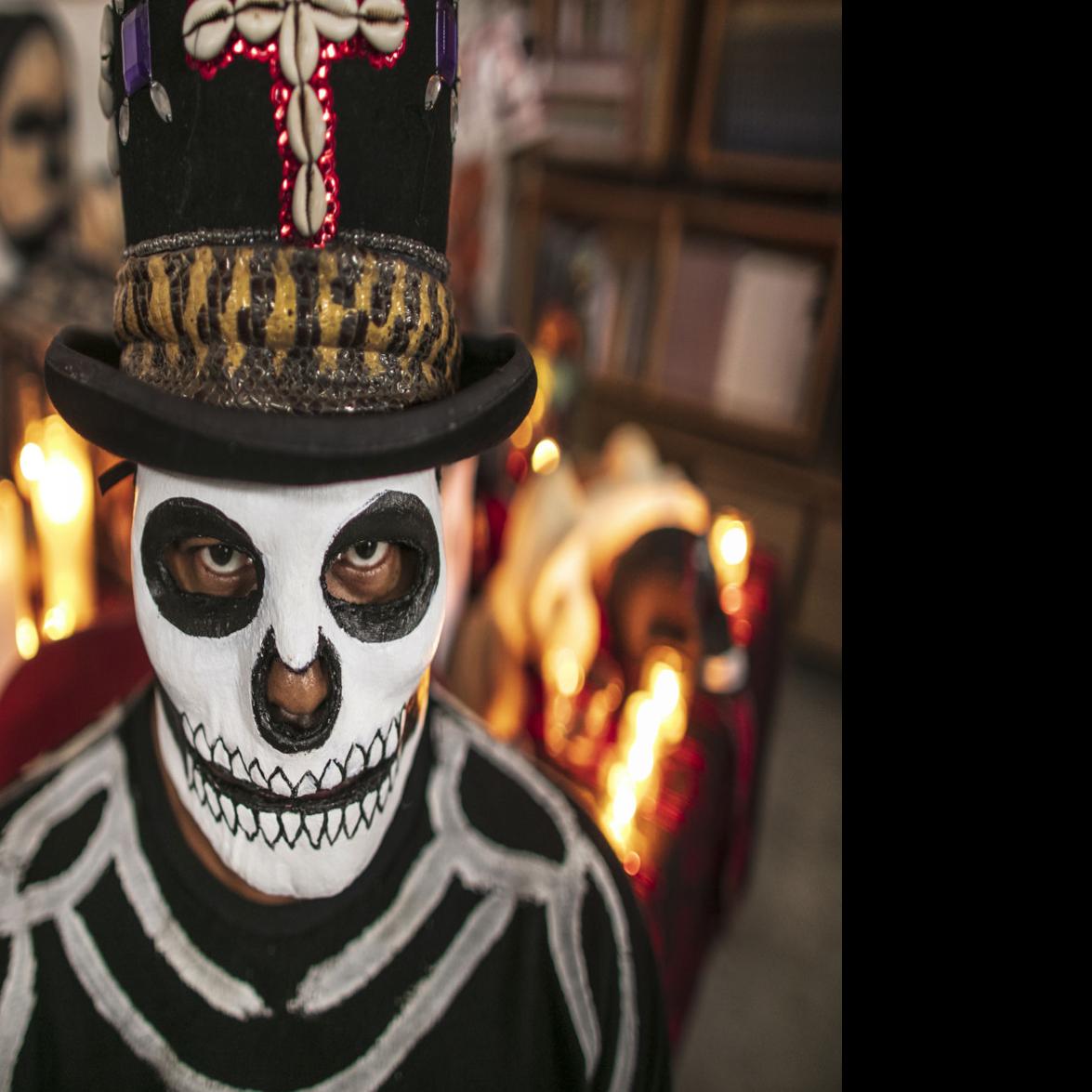 Bruce 'Sunpie' Barnes 'masking skeleton' for NOLA Mardi Gras | Keith Spera  | nola.com, image size:1200x1200