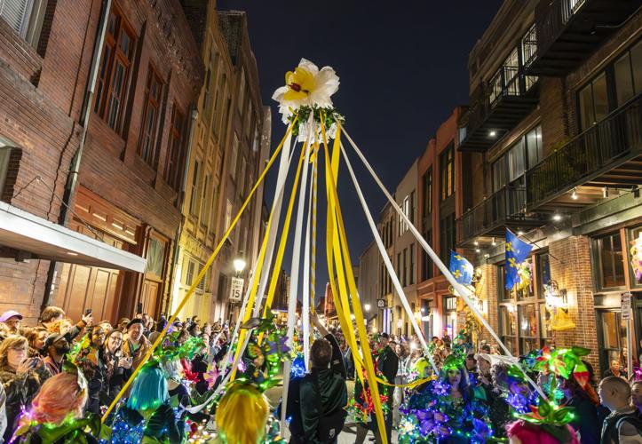 Joan of Arc Mardi Gras 2024 parade packs French Quarter Mardi Gras