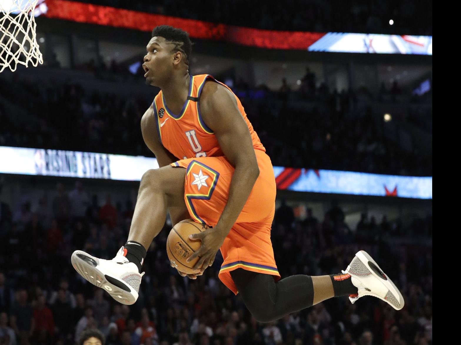 Zion Dunked So Hard He Tilted The Backboard In The Rising Stars