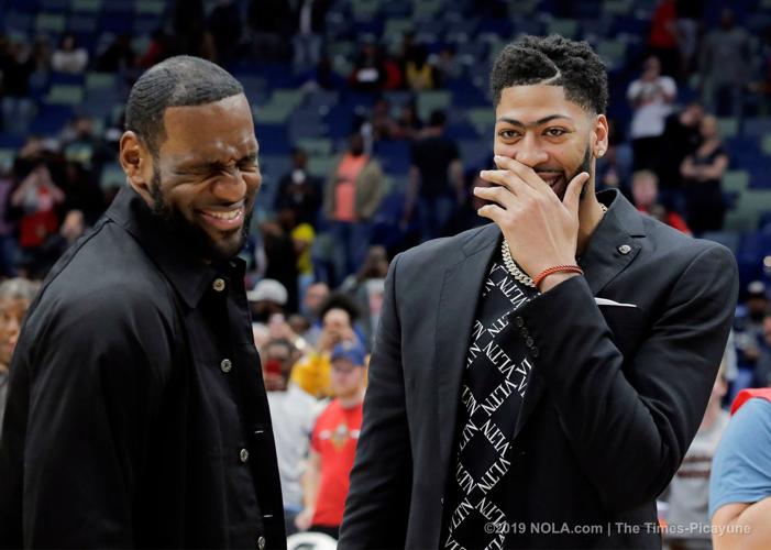 Anthony Davis wearing the Official NBA Lakers Championship jacket