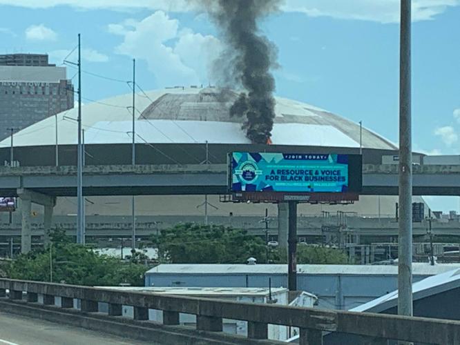 Caesars Superdome roof catches fire as crews clean, injuring one; see(01)