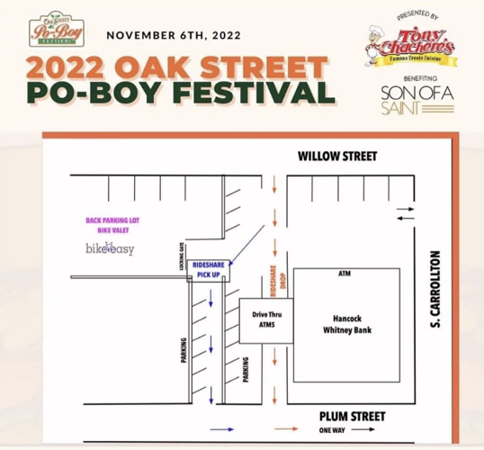Oak Street Po-Boy Festival map