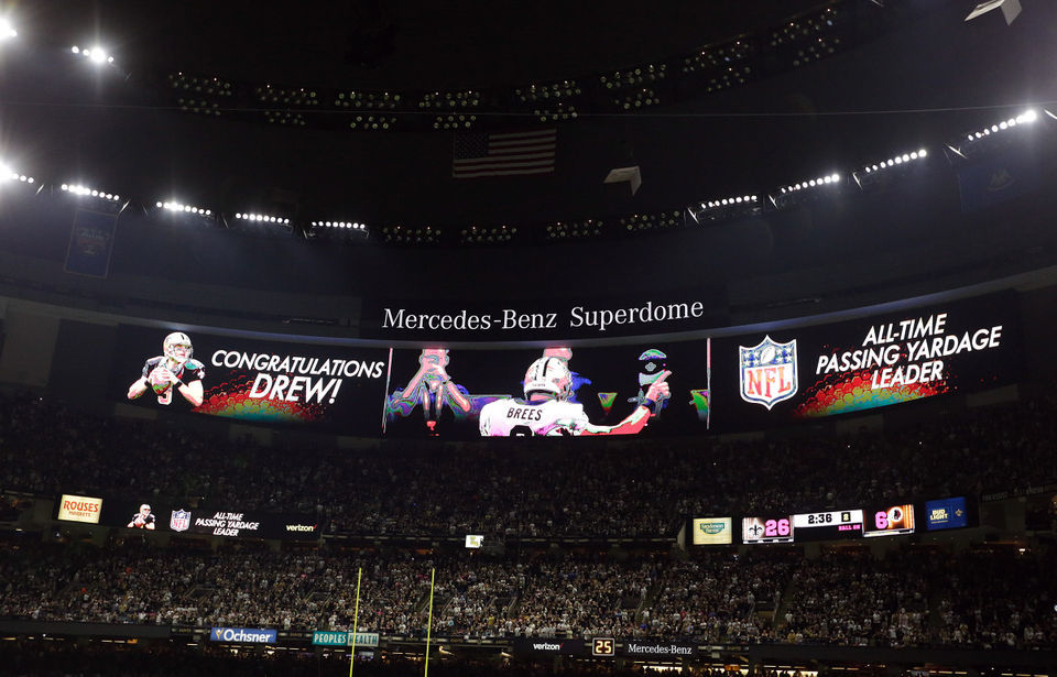 See The Hall Of Fame Display With Drew Brees' Uniform, Ball From Record ...