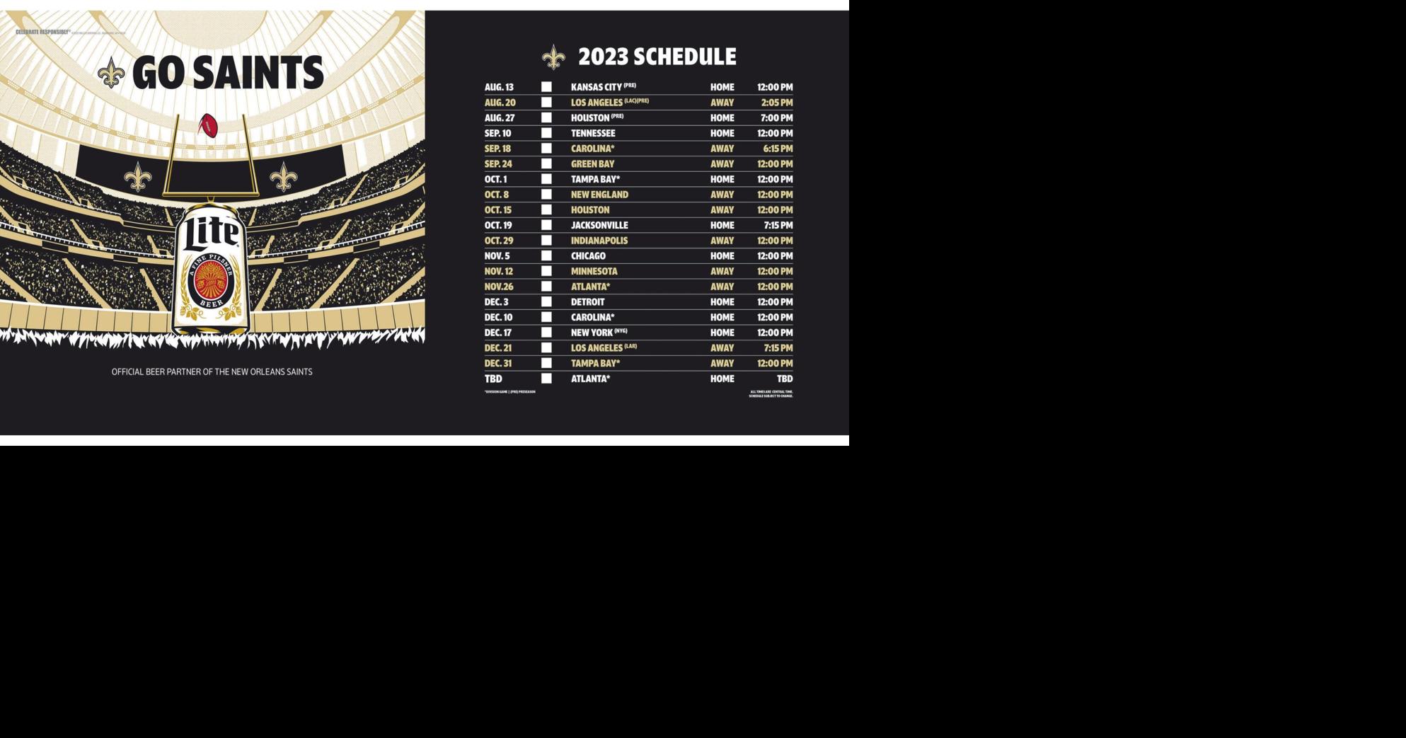 Saints 2023 Schedule Goods