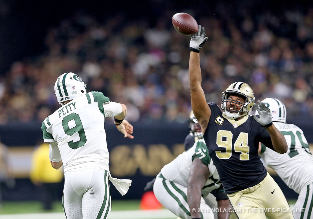 New Orleans Saints defensive end Cameron Jordan (94) warms up before an NFL  football game in New Orleans, Sunday, Sept. 10, 2023. (AP Photo/Gerald  Herbert Stock Photo - Alamy