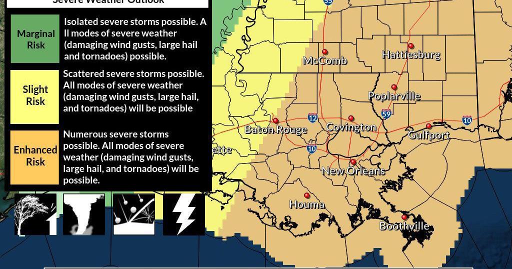 Flash flood watch issued for south Louisiana with severe weather on tap ...