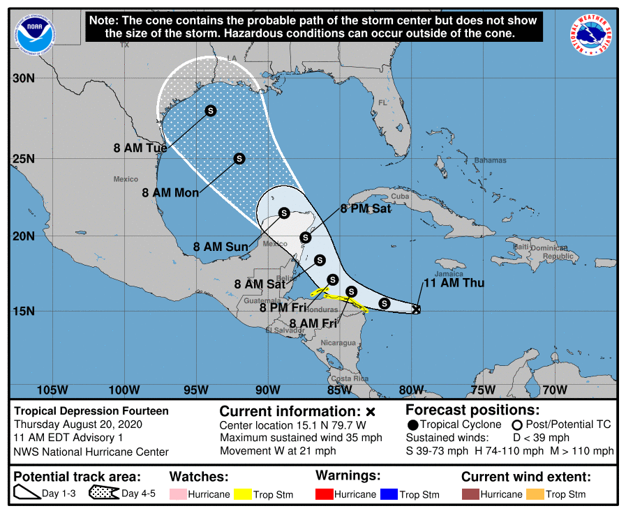 Tropical Depression 14 forms in Caribbean, expected to head into Gulf ...