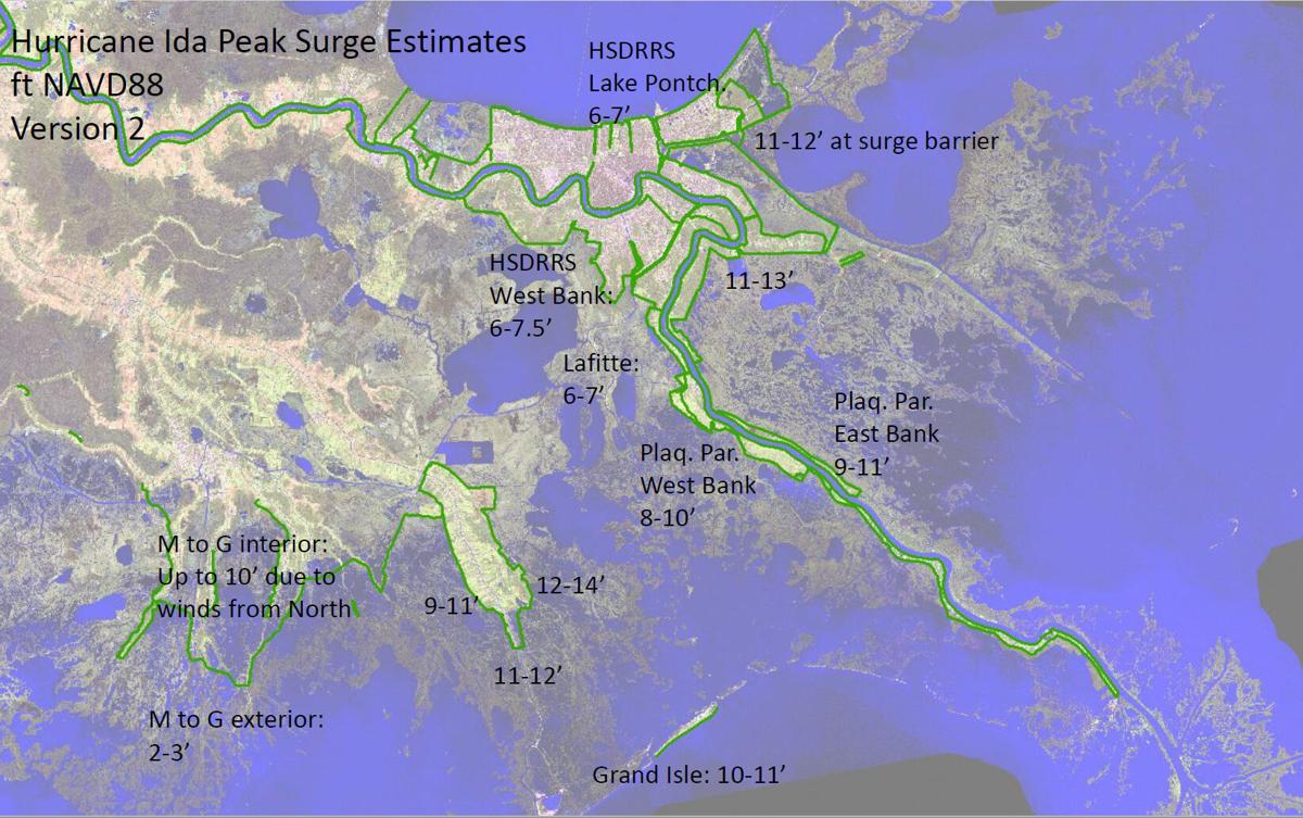 Hurricane Ida storm surge estimates