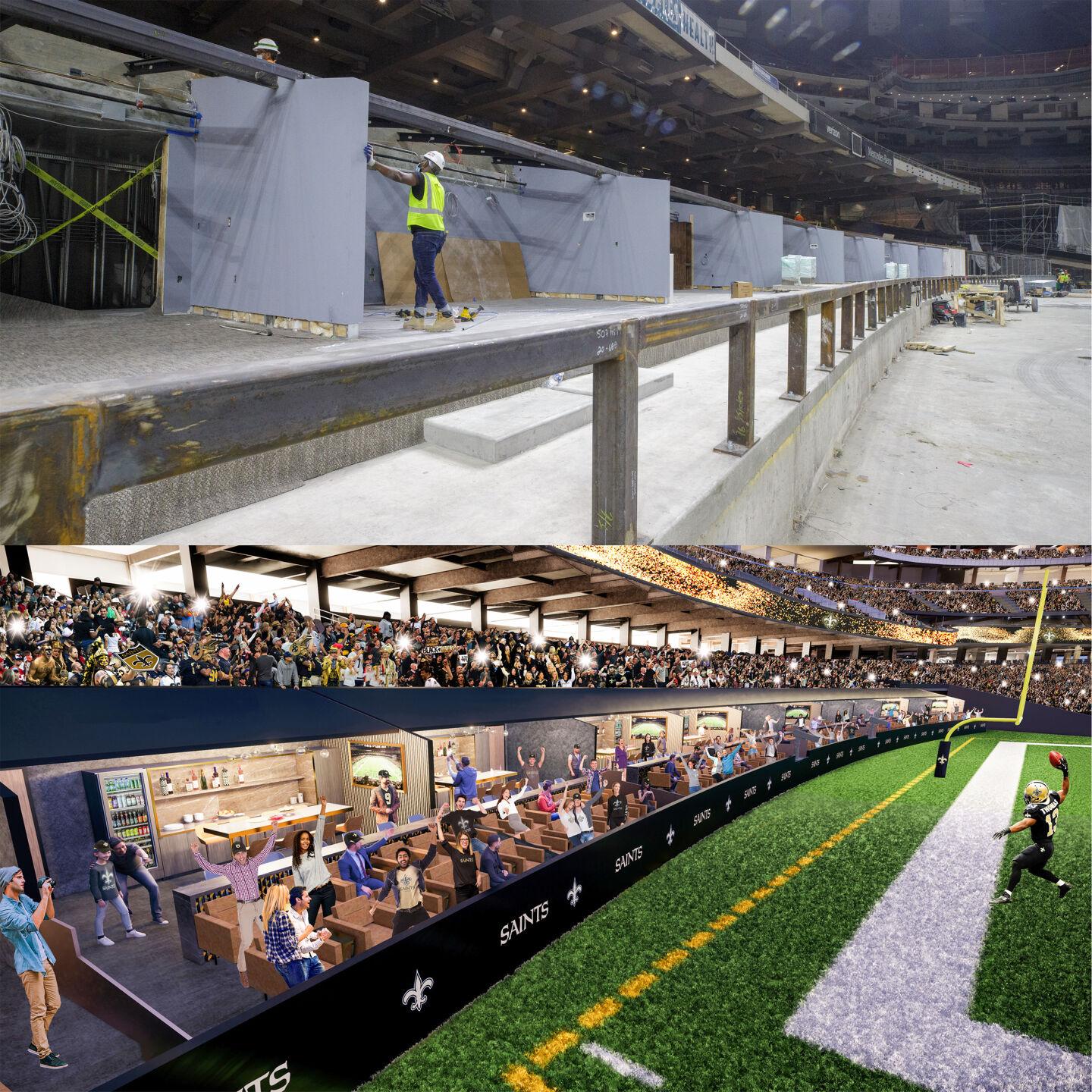 A first glimpse at the Superdome's field level suites as renovations  continue, Saints