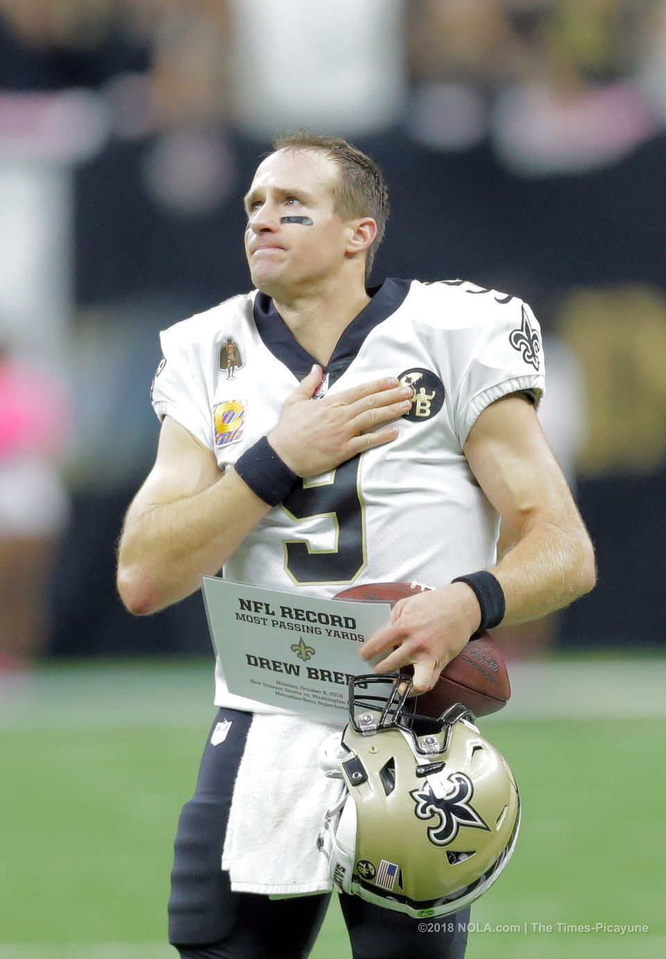 See The Hall Of Fame Display With Drew Brees' Uniform, Ball From Record ...