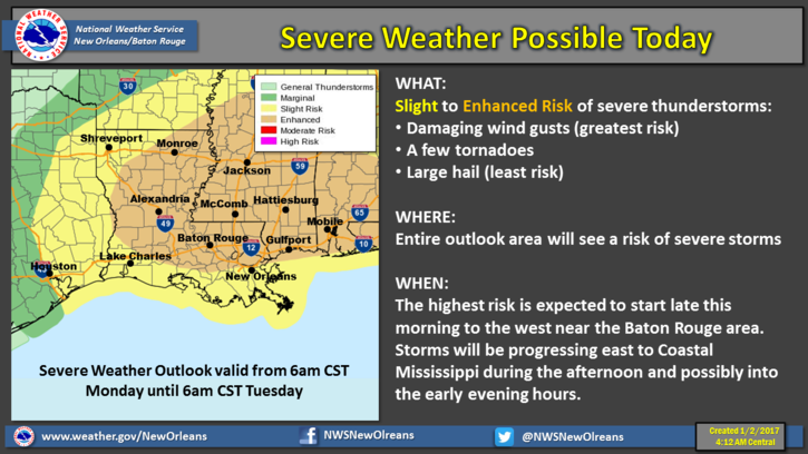 Severe Weather Expected For New Orleans Area Until Tuesday Morning: NWS ...