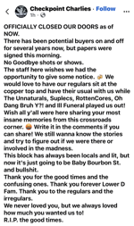 checkpoint charlies statement
