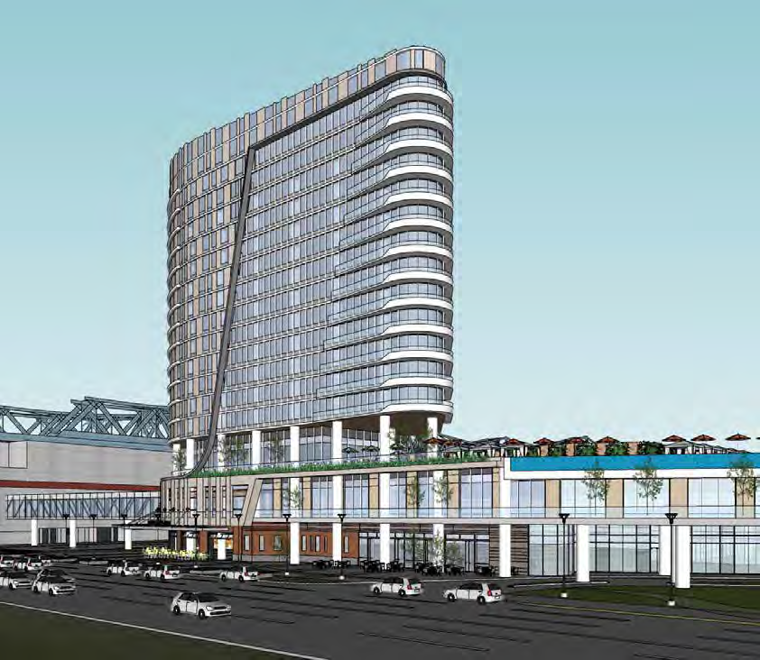 Rendering of potential new, smaller convention center headquarters hotel