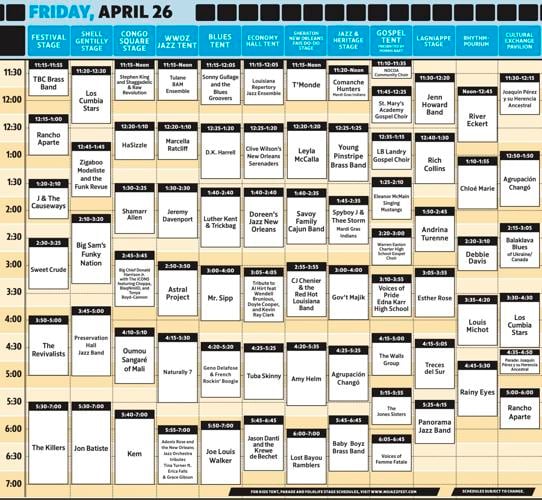 Jazz Fest 2024 map and daily schedule cubes Jazz Fest