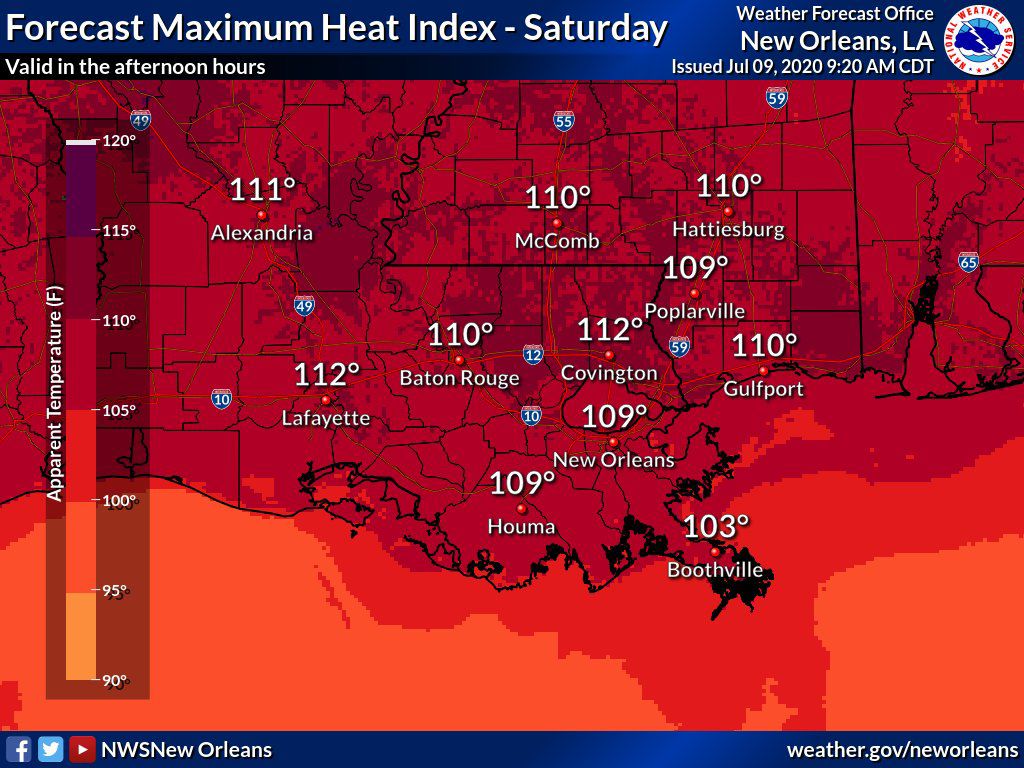 Dangerous temps in New Orleans, Baton Rouge this weekend; heat advisory in effect Weather