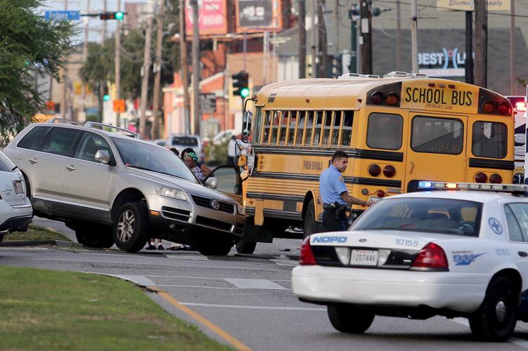 10 children hurt when school bus, SUV collide in Mid-City | Traffic ...