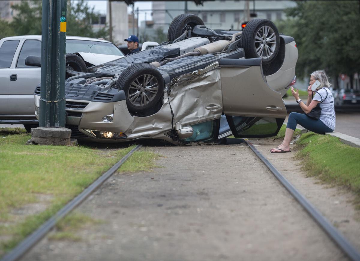 Photos Car flips over on St. Charles Avenue streetcar Photos Car flips over on St. Charles Avenue streetcar
