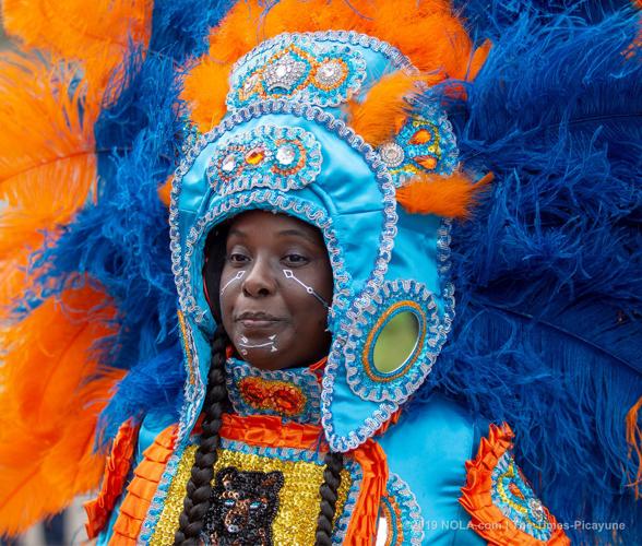 Mardi Gras Indians meander through Central City in New Orleans on Super Sunday 2019